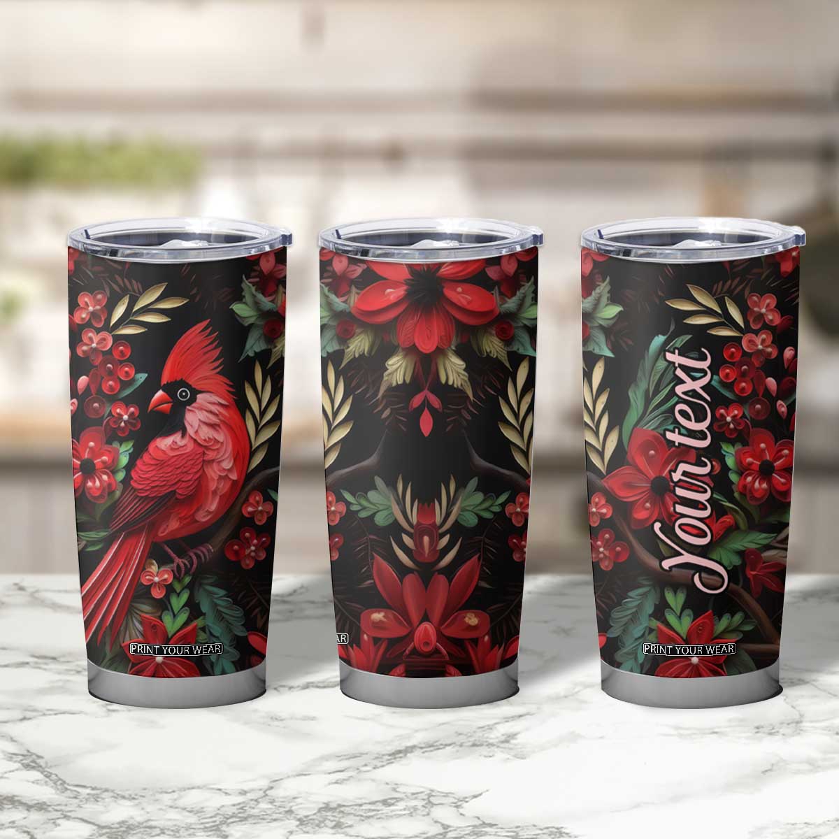 Cardinal Quilling Art Tumbler Cup Personalized TS04 Print Your Wear