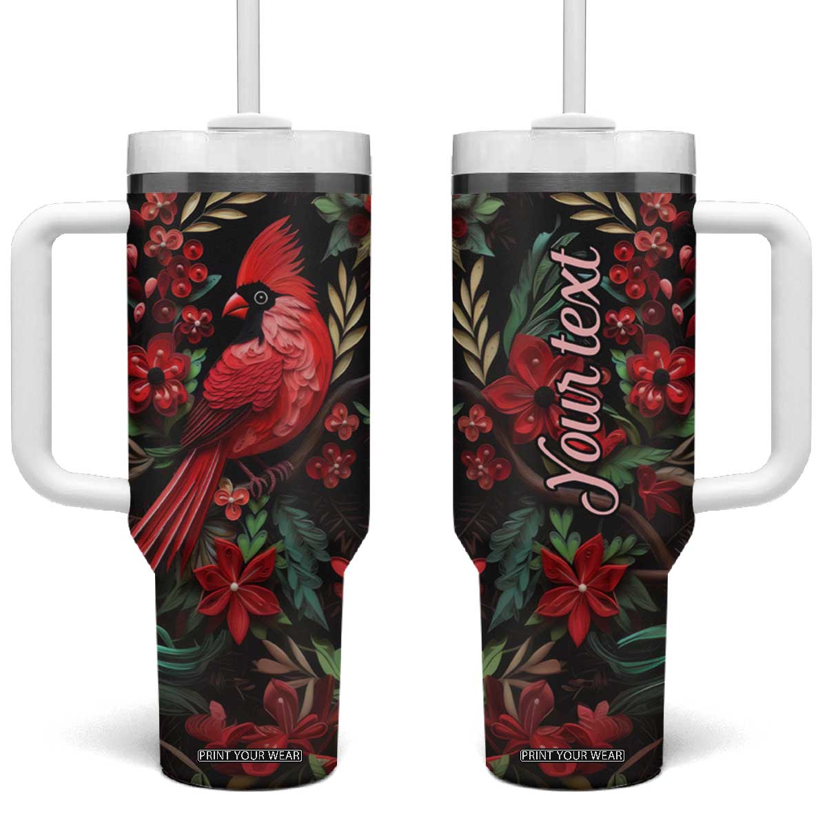 Cardinal Quilling Art Tumbler With Handle Personalized TS04 One Size: 40 oz Multicolor Print Your Wear