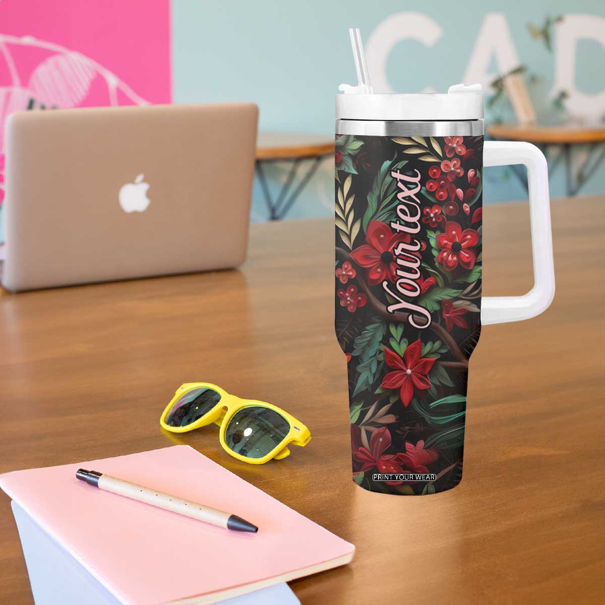Cardinal Quilling Art Tumbler With Handle Personalized TS04 Print Your Wear