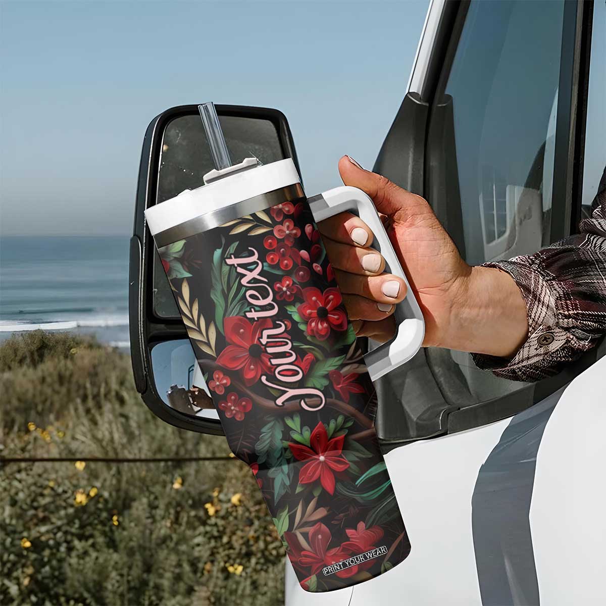 Cardinal Quilling Art Tumbler With Handle Personalized TS04 Print Your Wear