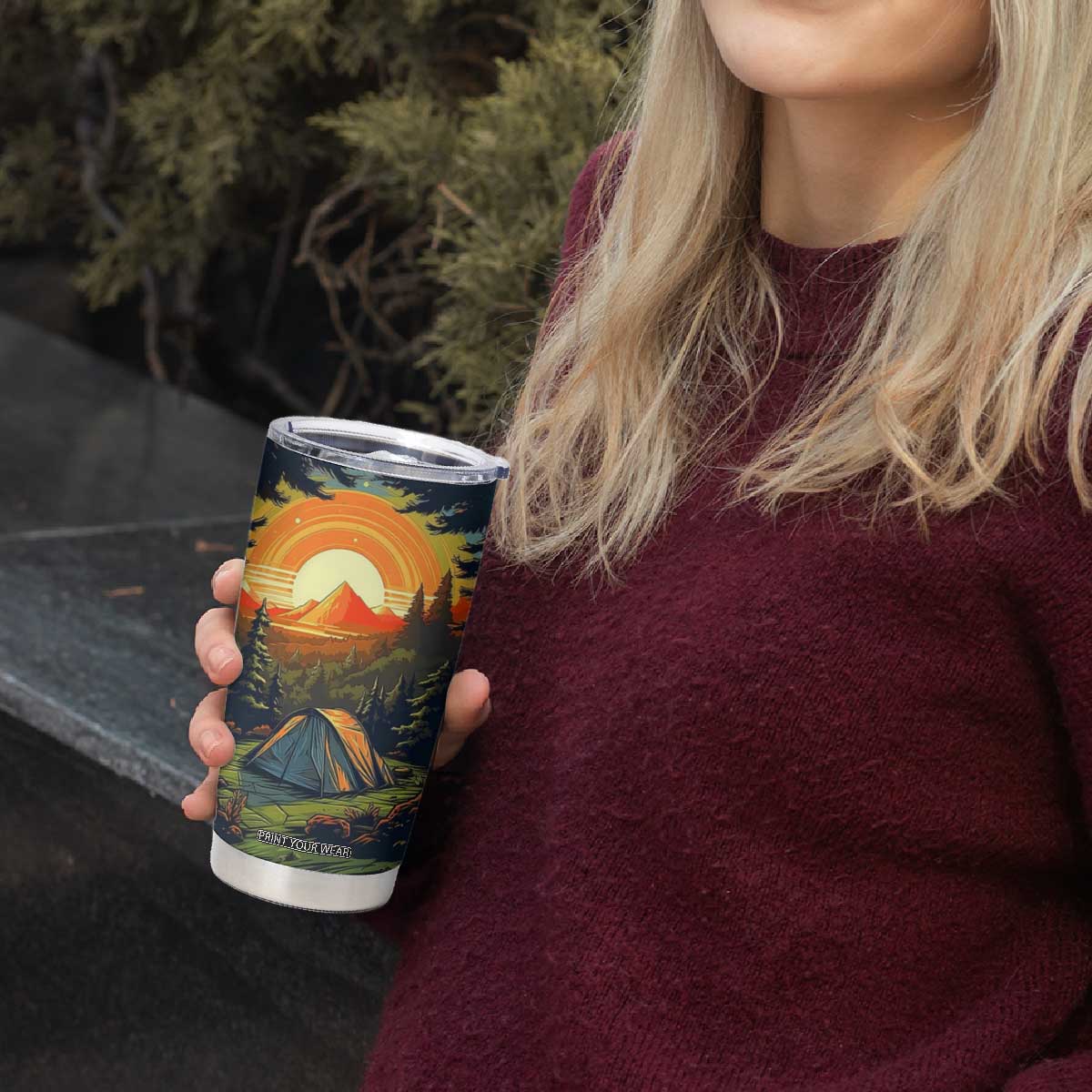 Camping Tent Vintage Tumbler Cup Personalized TS04 Print Your Wear