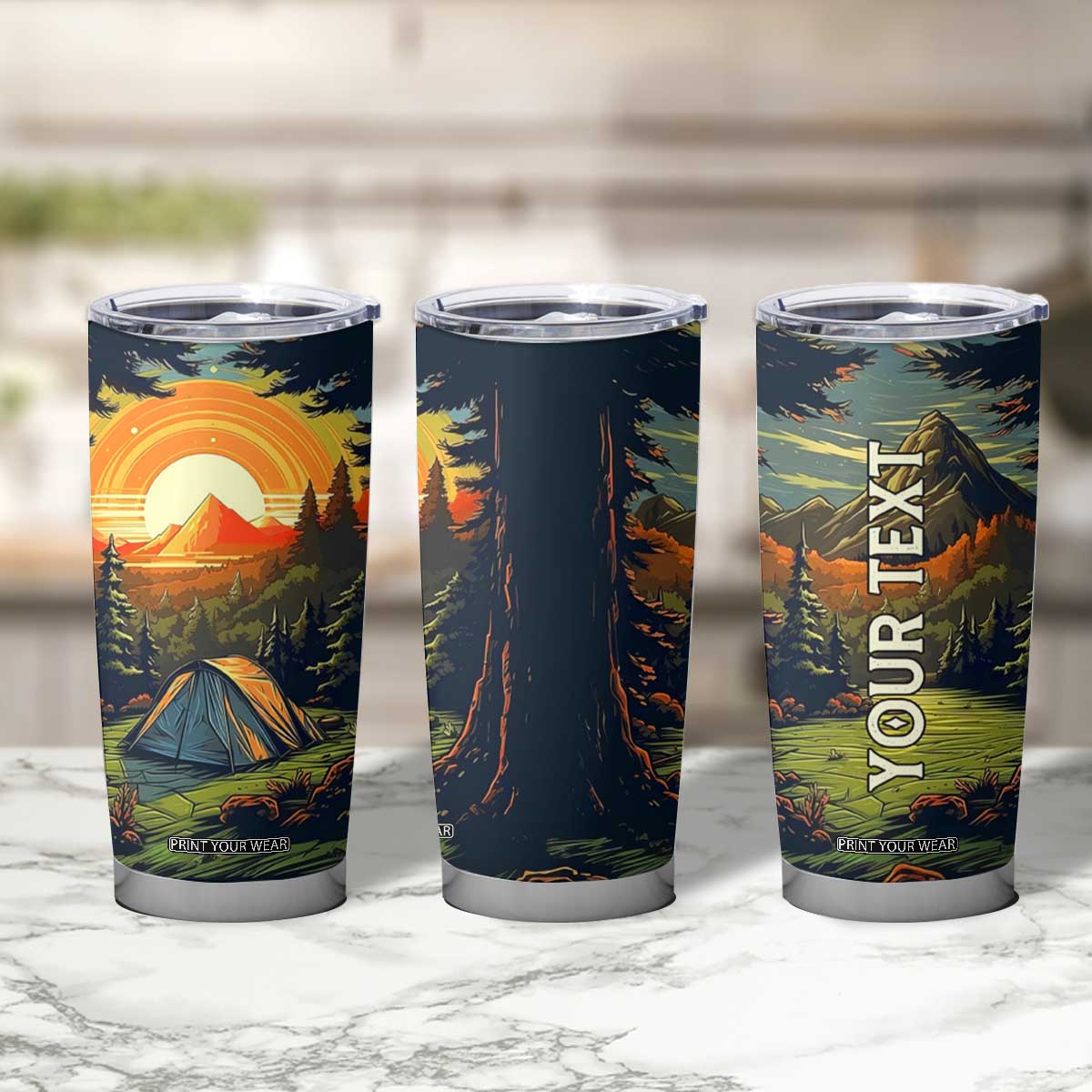 Camping Tent Vintage Tumbler Cup Personalized TS04 Print Your Wear