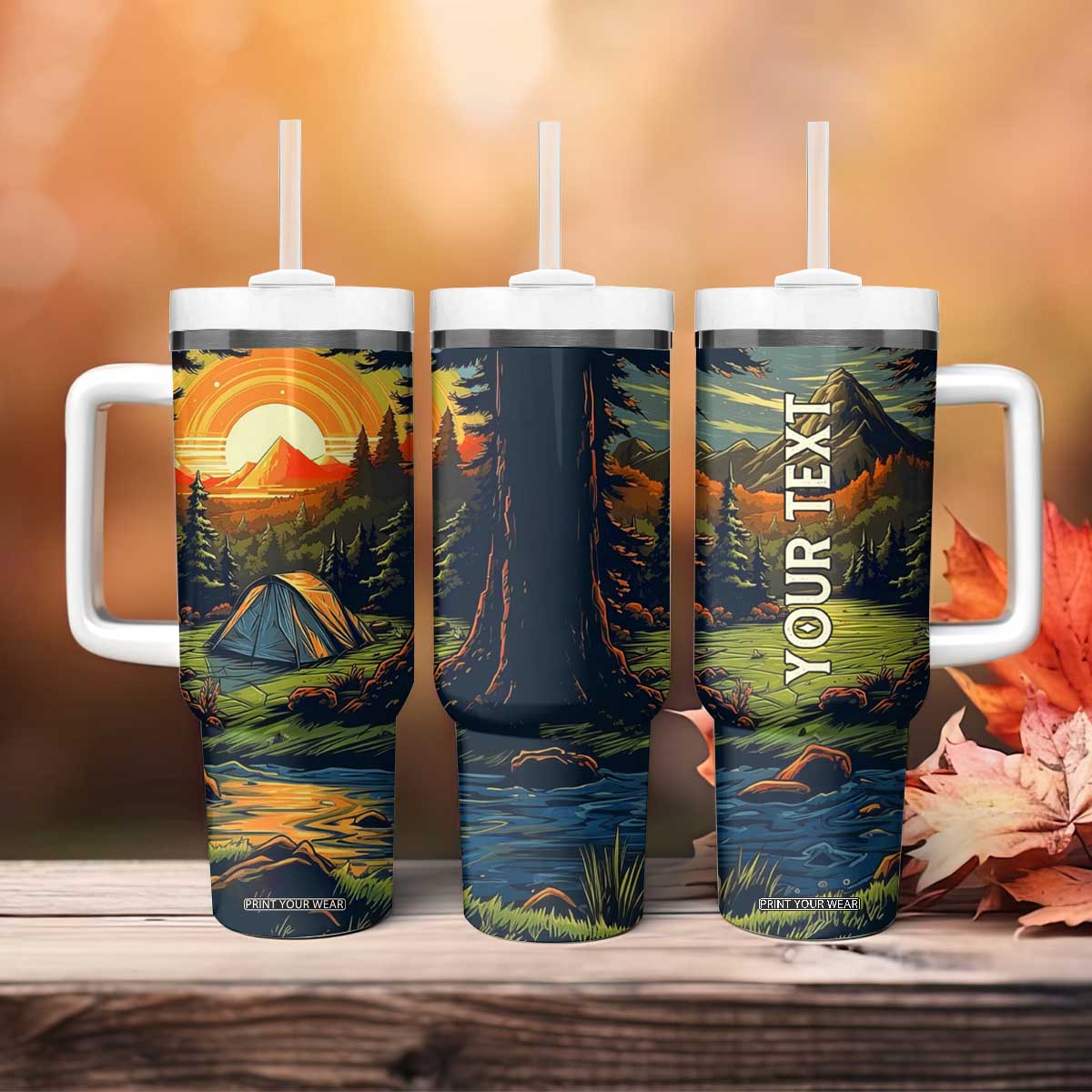 Camping Tent Vintage Tumbler With Handle Personalized TS04 Print Your Wear