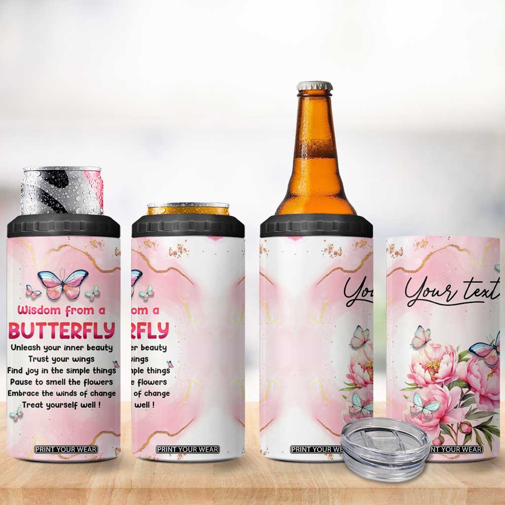 Wisdom From A Butterfly 4 in 1 Can Cooler Tumbler Personalized TS04 Print Your Wear