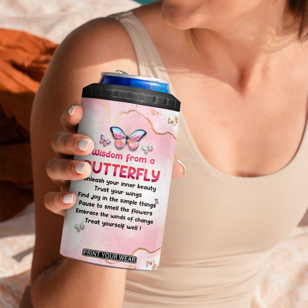 Wisdom From A Butterfly 4 in 1 Can Cooler Tumbler Personalized TS04 Print Your Wear
