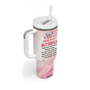 Wisdom From A Butterfly Tumbler With Handle Personalized TS04 Print Your Wear
