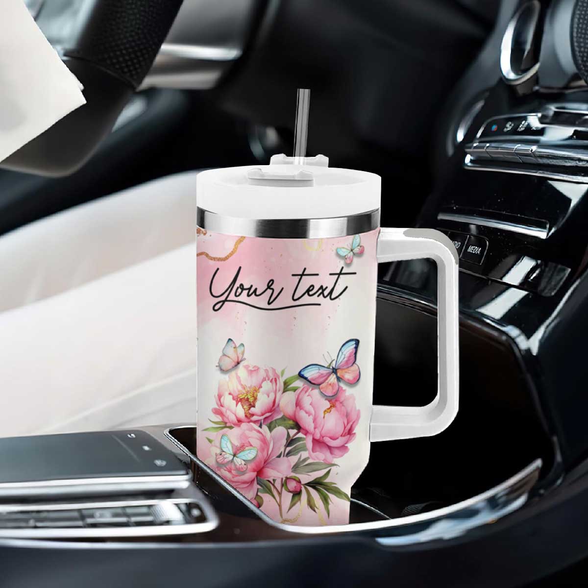 Wisdom From A Butterfly Tumbler With Handle Personalized TS04 Print Your Wear