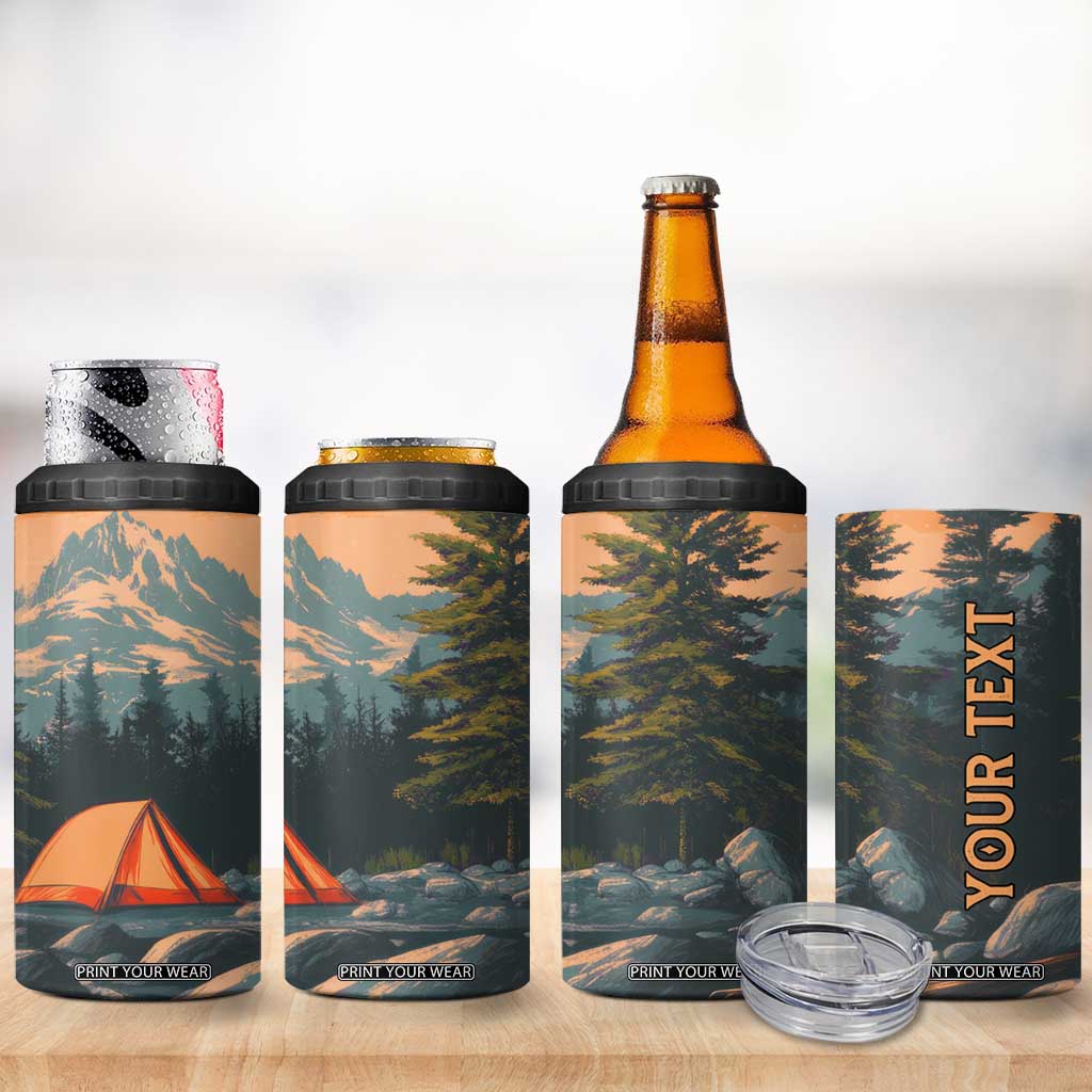 Retro Camping Tent 4 in 1 Can Cooler Tumbler Personalized TS04 Print Your Wear
