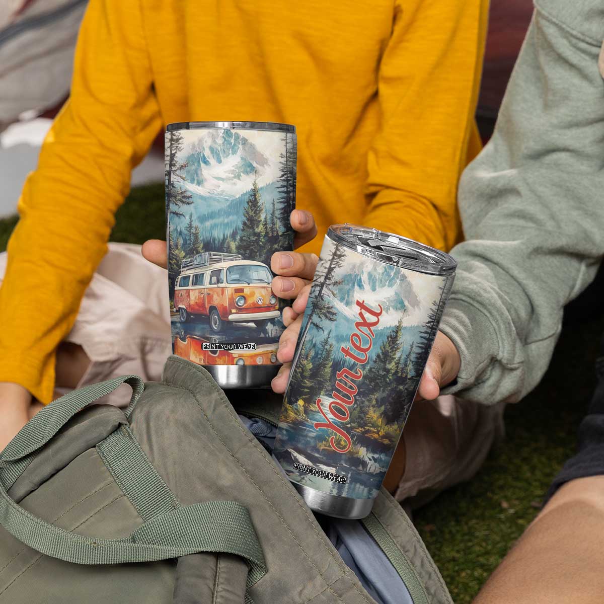 Camping RV Near The Lake Tumbler Cup Personalized TS04 Print Your Wear