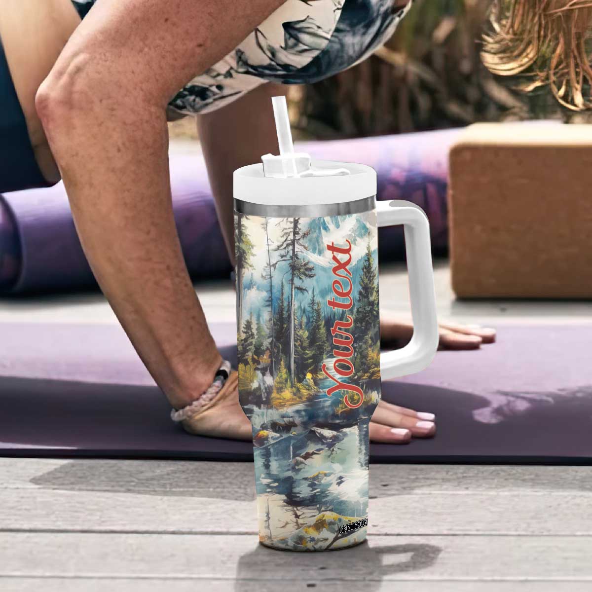 Camping RV Near The Lake Tumbler With Handle Personalized TS04 Print Your Wear