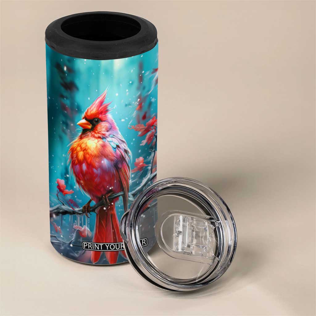 Colorful Cardinal 4 in 1 Can Cooler Tumbler Personalized TS04 Print Your Wear