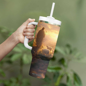 Jesus Walking On The Forest With Lambs Tumbler With Handle Personalized TS04 Print Your Wear