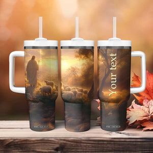 Jesus Walking On The Forest With Lambs Tumbler With Handle Personalized TS04 Print Your Wear