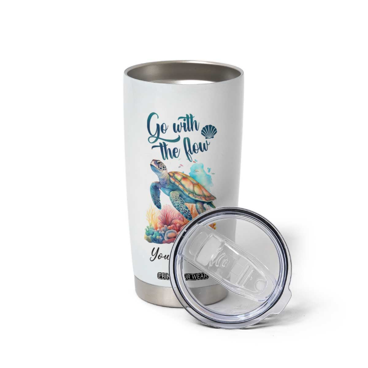 Turtle Go With The Flow Tumbler Cup Personalized TS04 Print Your Wear