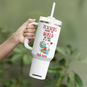 Teachers Change The World One Child At A Time Tumbler With Handle Personalized TS04 Print Your Wear