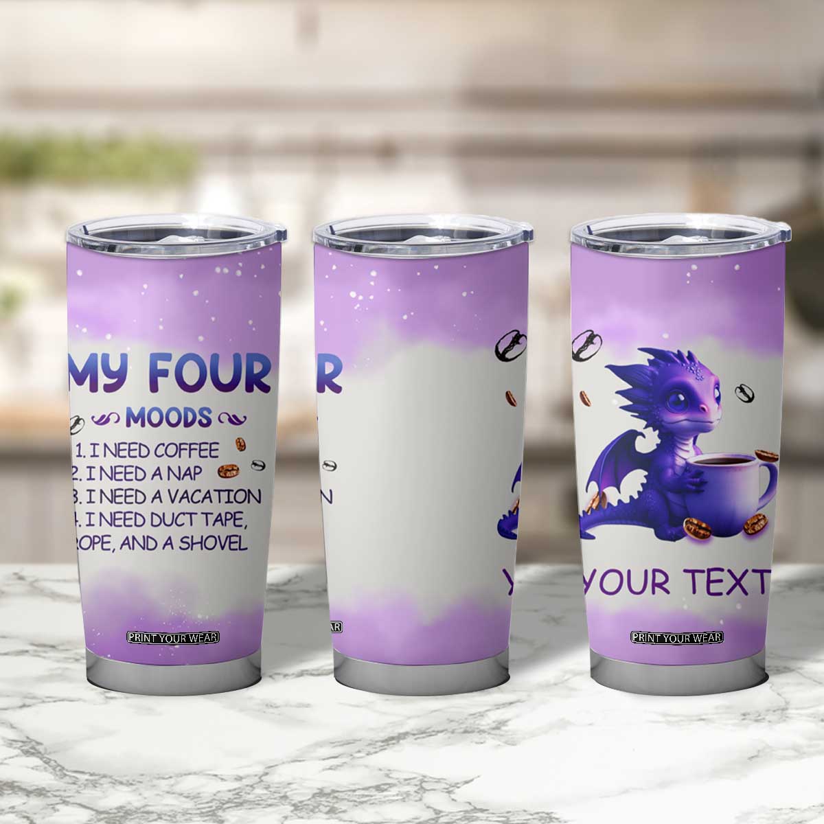 Dragon My Four Moods Tumbler Cup Personalized TS04 Print Your Wear