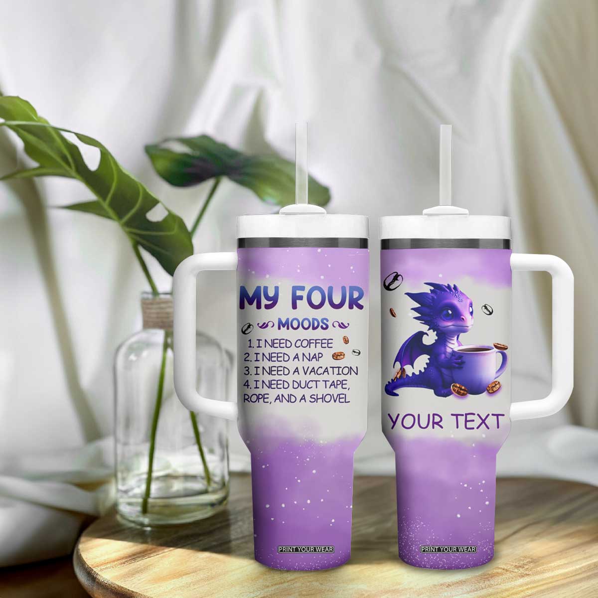 Dragon My Four Moods Tumbler With Handle Personalized TS04 Print Your Wear