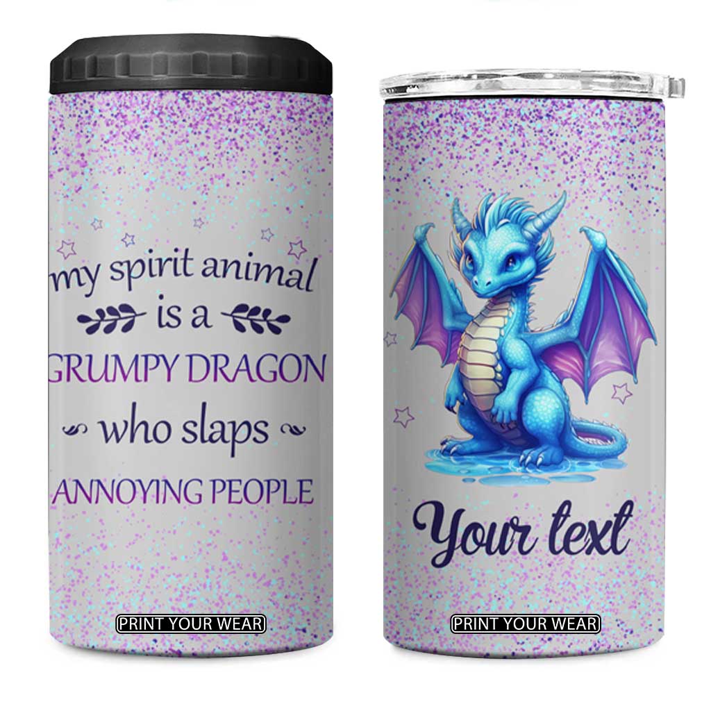 My Spirit Animal Is A Grumpy Dragon Who Slaps Annoying People 4 in 1 Can Cooler Tumbler Personalized TS04 One Size: 16 oz Multicolor Print Your Wear