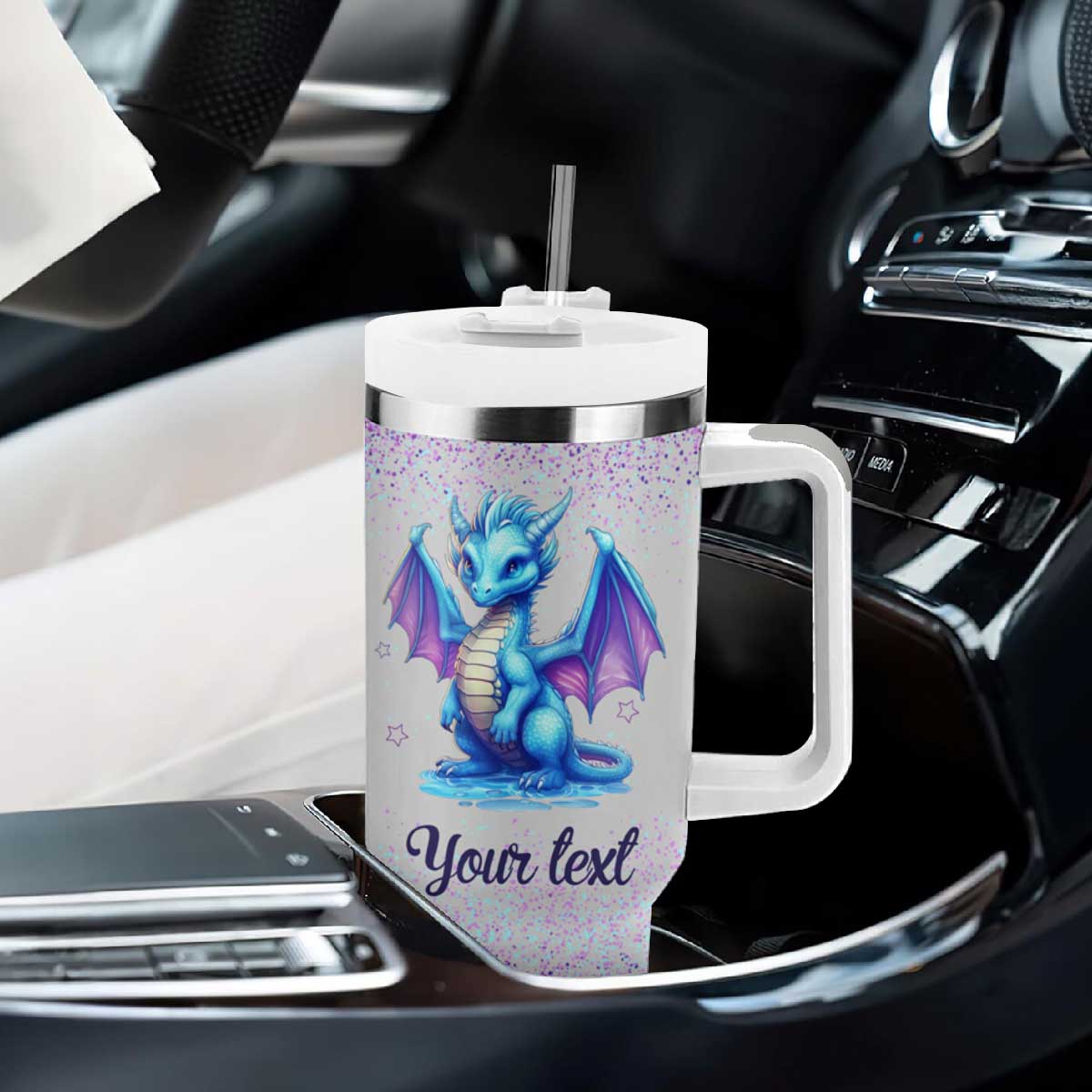 My Spirit Animal Is A Grumpy Dragon Who Slaps Annoying People Tumbler With Handle Personalized TS04 Print Your Wear