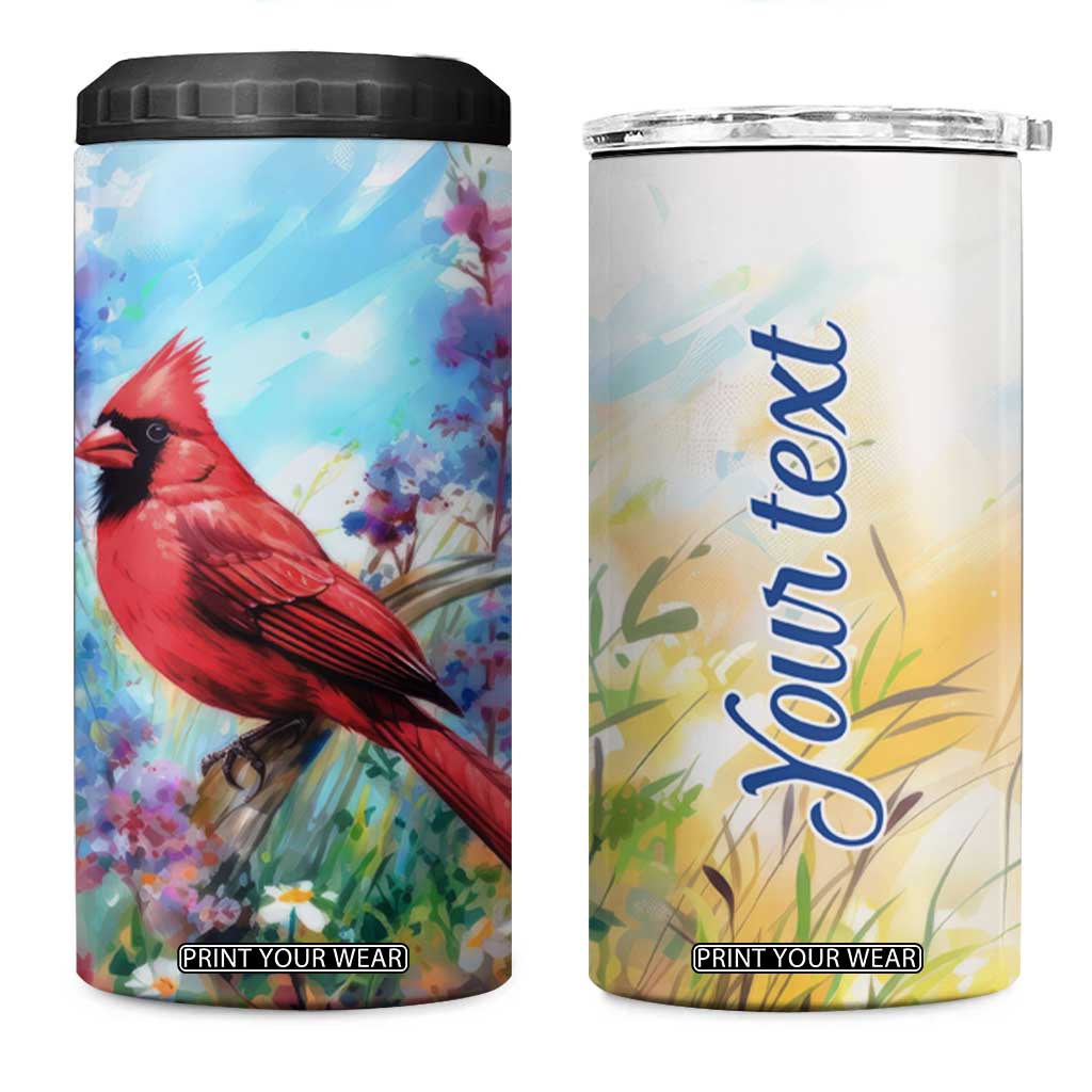 Cardinal Flower 4 in 1 Can Cooler Tumbler Personalized TS04 One Size: 16 oz Multicolor Print Your Wear