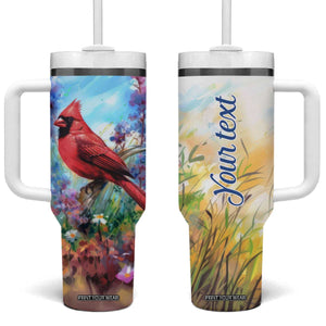 Cardinal Flower Tumbler With Handle Personalized TS04 One Size: 40 oz Multicolor Print Your Wear