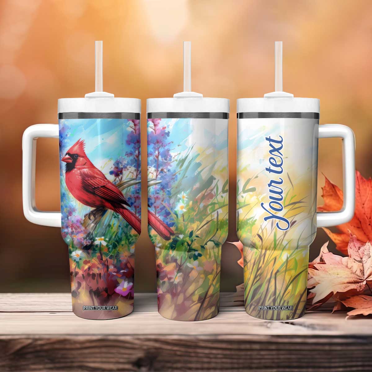 Cardinal Flower Tumbler With Handle Personalized TS04 Print Your Wear