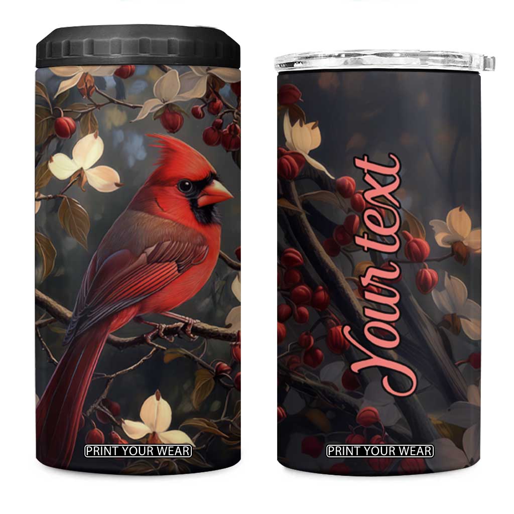 Cardinal Floral 4 in 1 Can Cooler Tumbler Personalized TS04 One Size: 16 oz Multicolor Print Your Wear