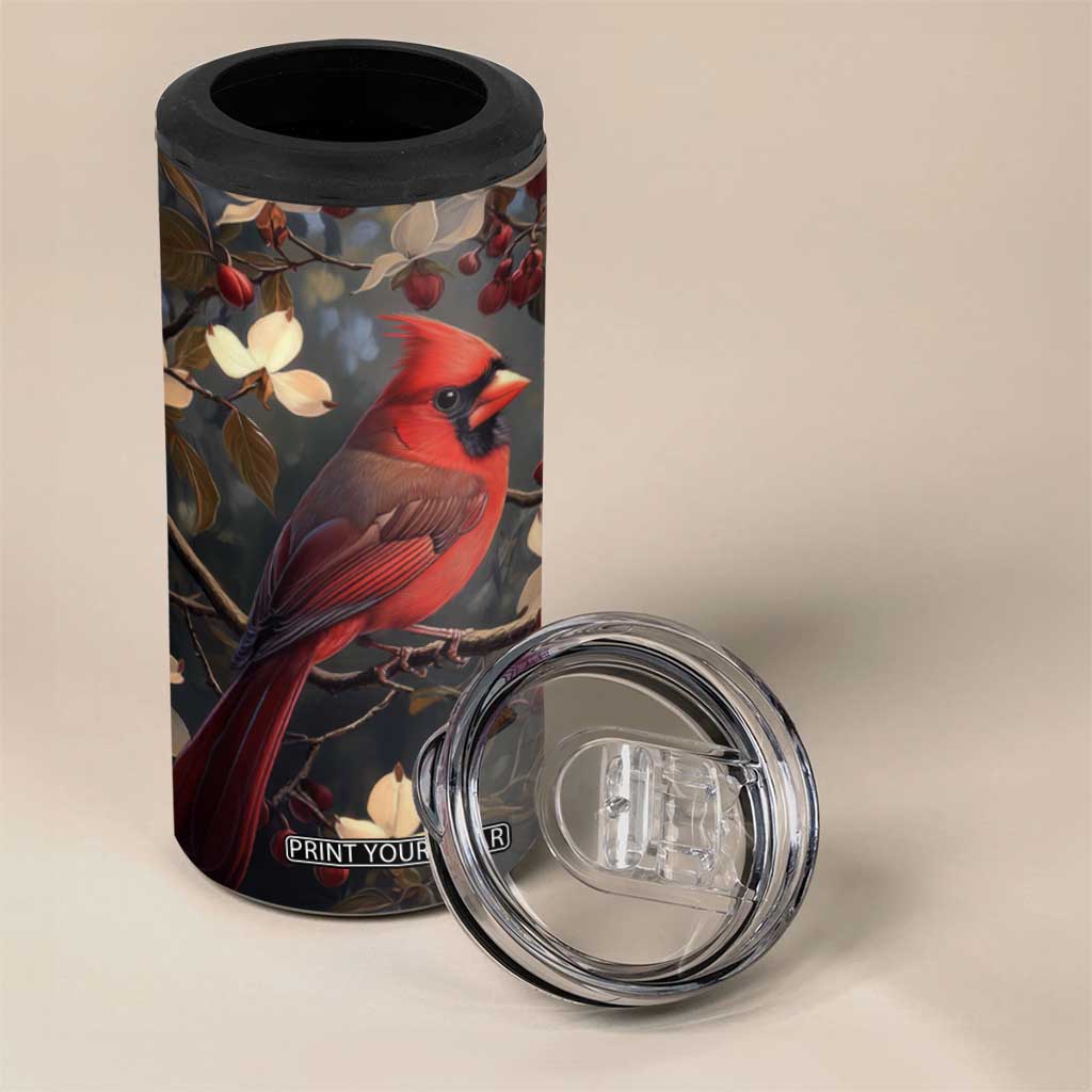 Cardinal Floral 4 in 1 Can Cooler Tumbler Personalized TS04 Print Your Wear