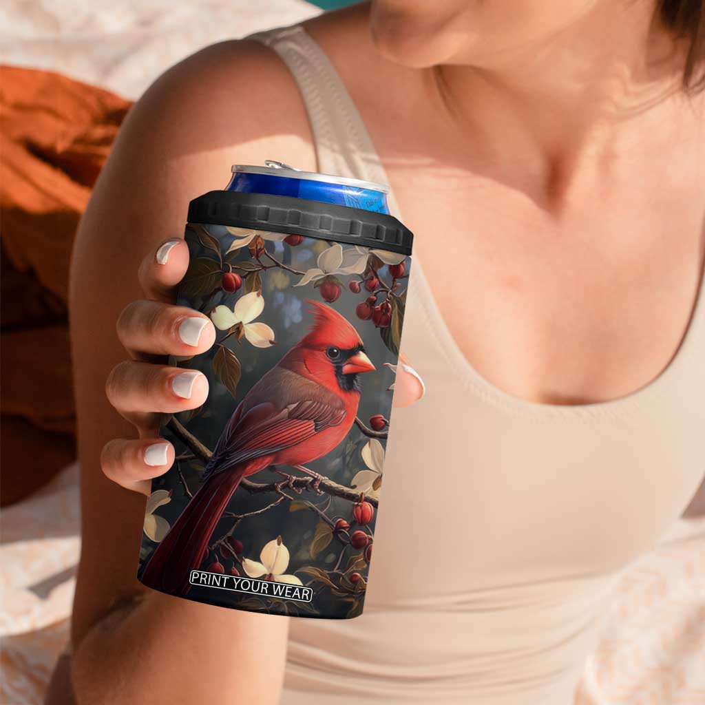 Cardinal Floral 4 in 1 Can Cooler Tumbler Personalized TS04 Print Your Wear