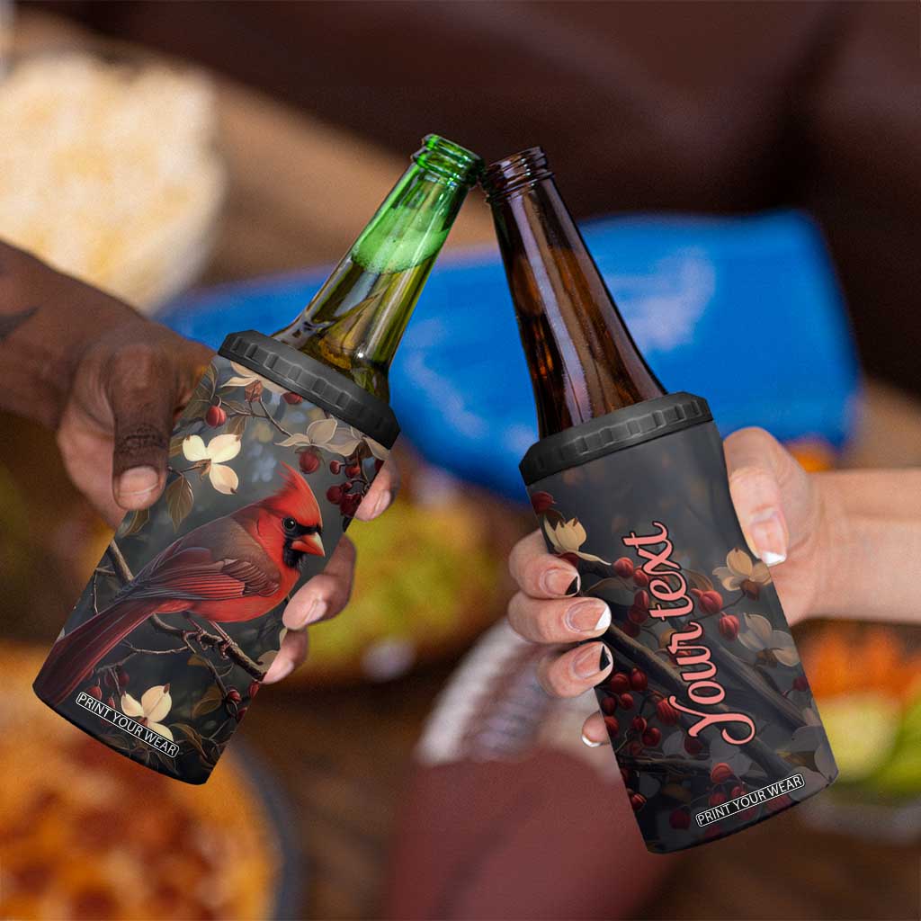 Cardinal Floral 4 in 1 Can Cooler Tumbler Personalized TS04 Print Your Wear