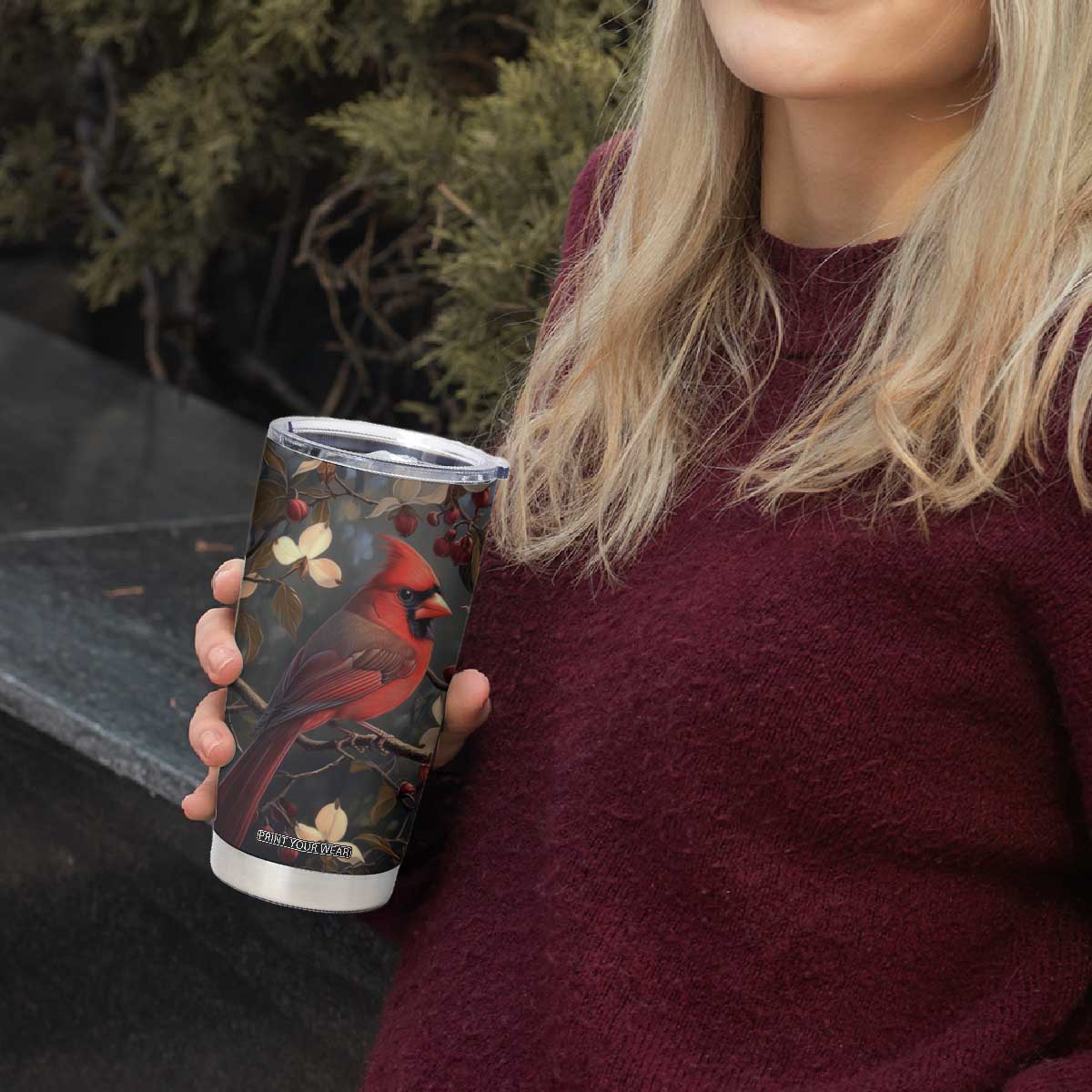 Cardinal Floral Tumbler Cup Personalized TS04 Print Your Wear