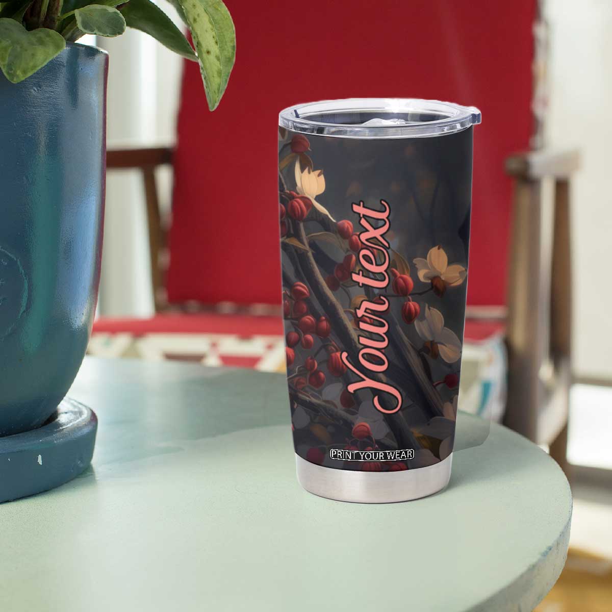 Cardinal Floral Tumbler Cup Personalized TS04 Print Your Wear