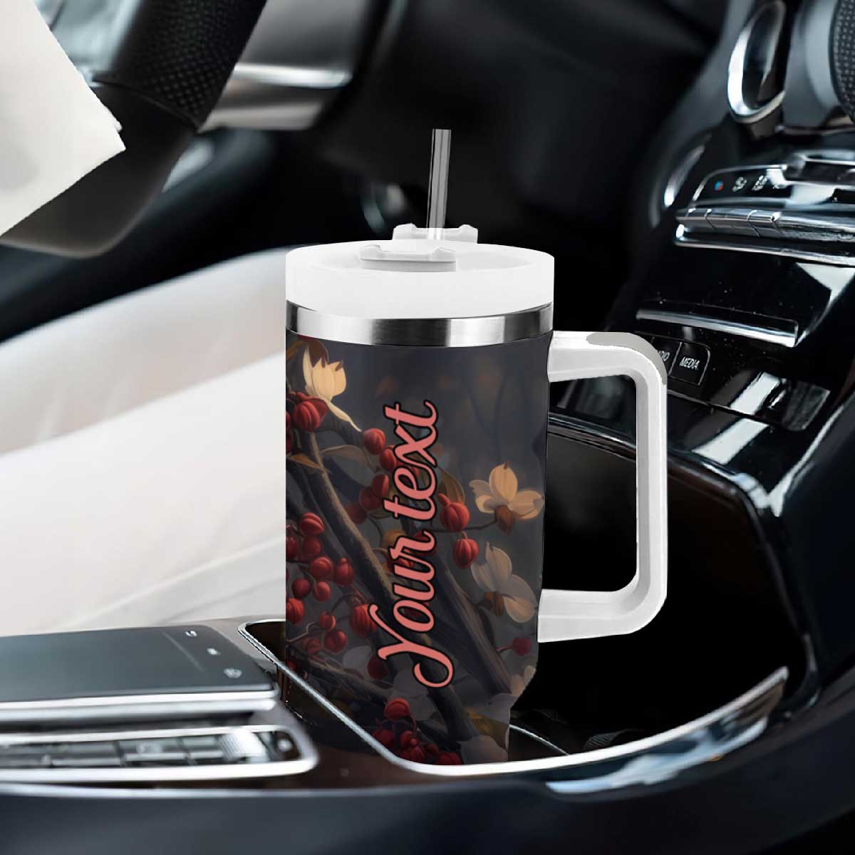 Cardinal Floral Tumbler With Handle Personalized TS04 Print Your Wear