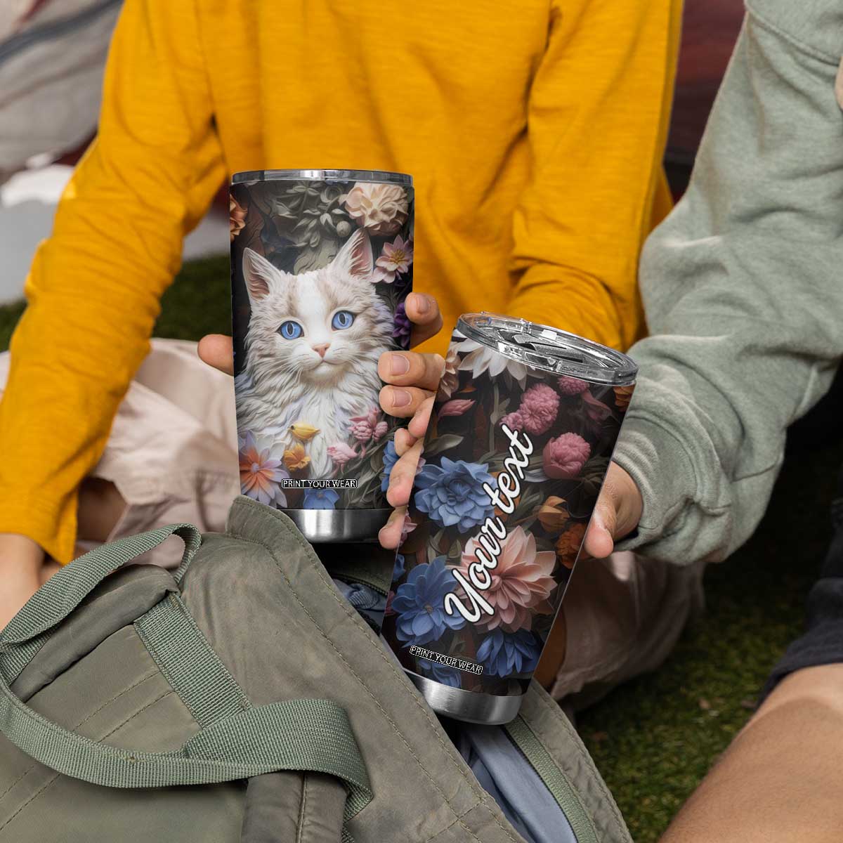 Cat Flowers Plaster Carving Tumbler Cup Personalized TS04 Print Your Wear