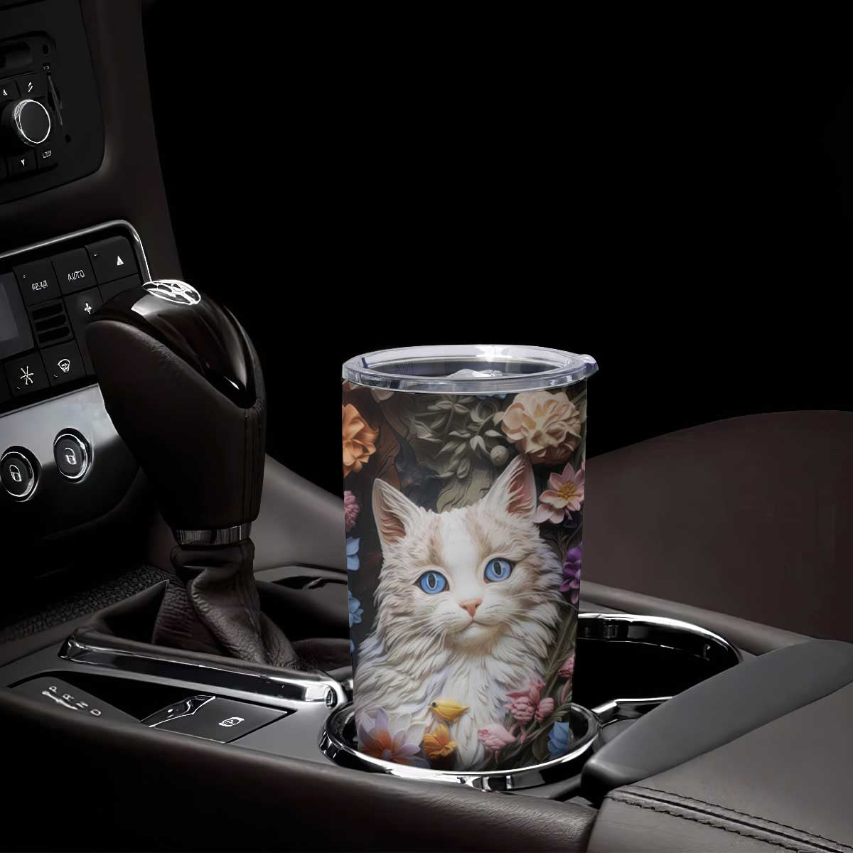 Cat Flowers Plaster Carving Tumbler Cup Personalized TS04 Print Your Wear