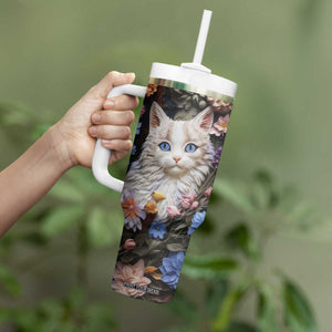 Cat Flowers Plaster Carving Tumbler With Handle Personalized TS04 Print Your Wear