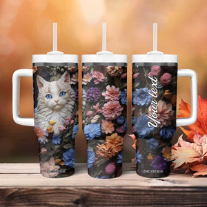 Cat Flowers Plaster Carving Tumbler With Handle Personalized TS04 Print Your Wear