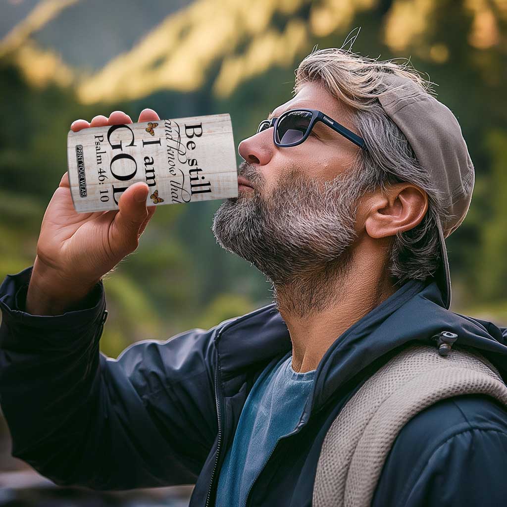 Faith Sunflower Be Still 4 in 1 Can Cooler Tumbler Personalized TS04 Print Your Wear