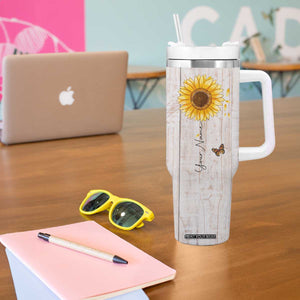 Faith Sunflower Be Still Tumbler With Handle Personalized TS04 Print Your Wear