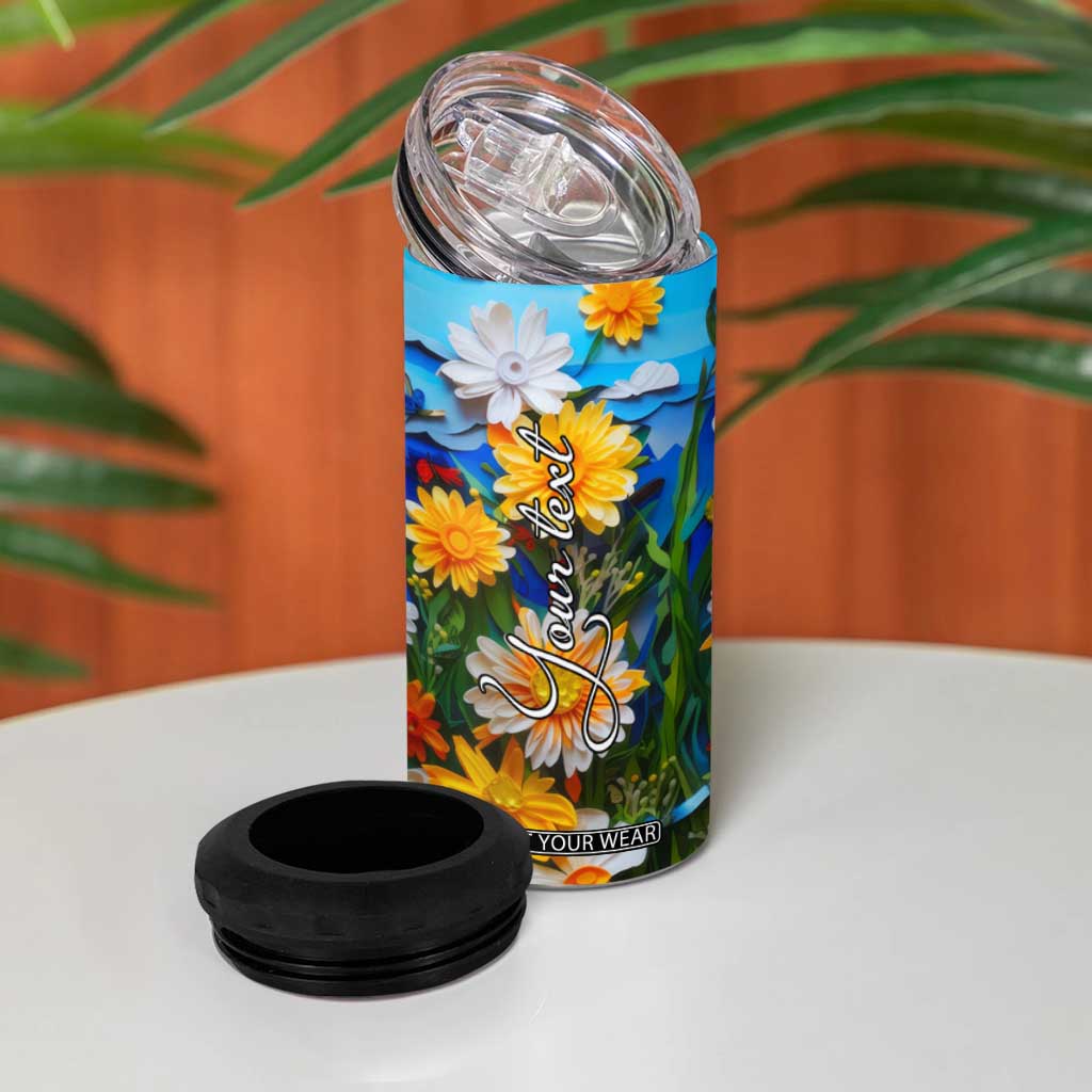 Cat In The Flowers Garden Paper Quiling 4 in 1 Can Cooler Tumbler Personalized TS04 Print Your Wear