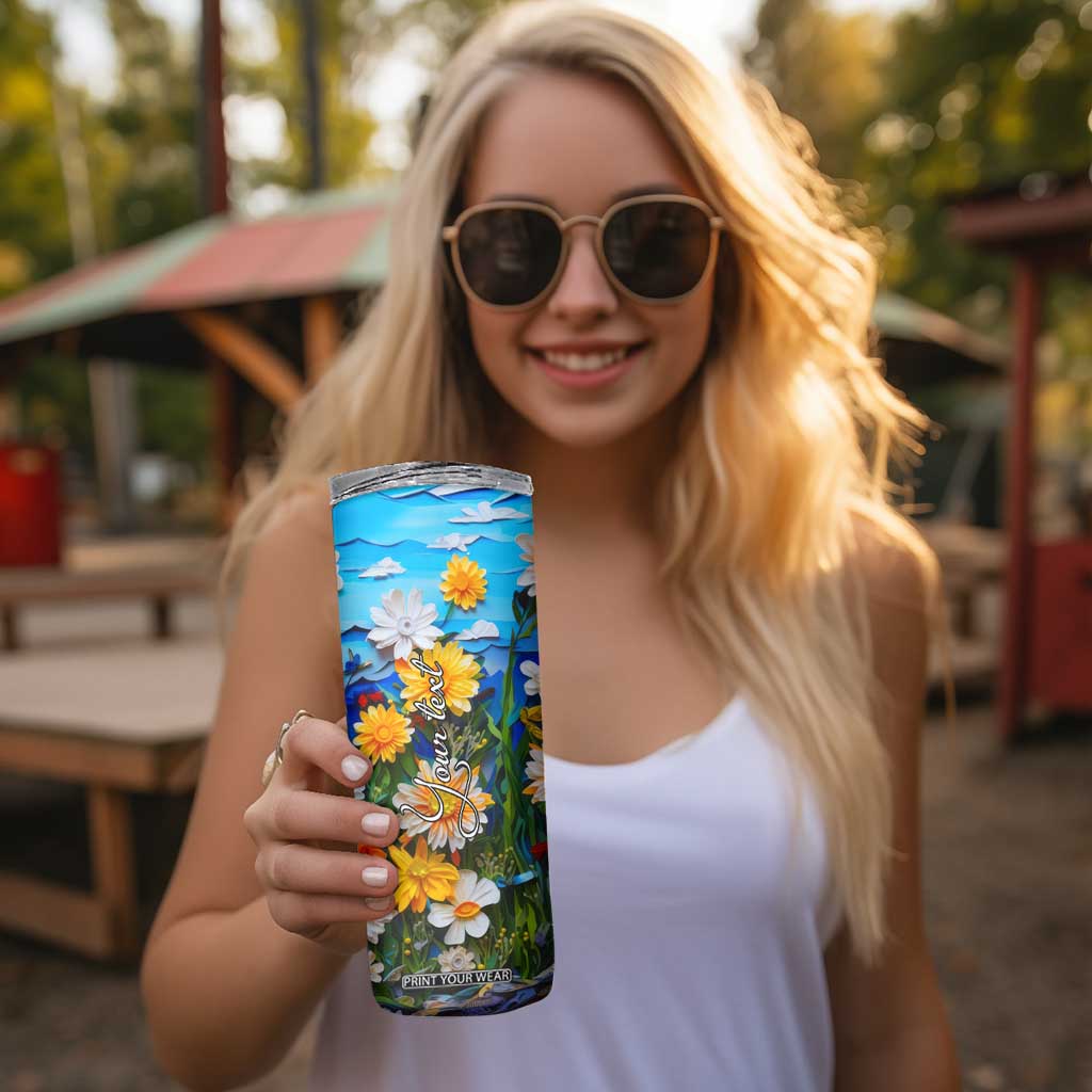 Cat In The Flowers Garden Paper Quiling Skinny Tumbler Personalized TS04 Print Your Wear