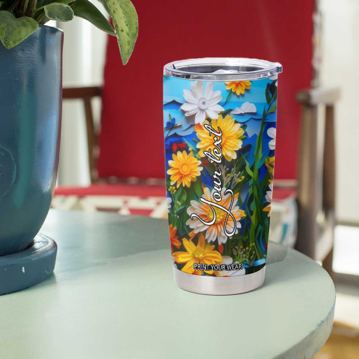 Cat In The Flowers Garden Paper Quiling Tumbler Cup Personalized TS04 Print Your Wear