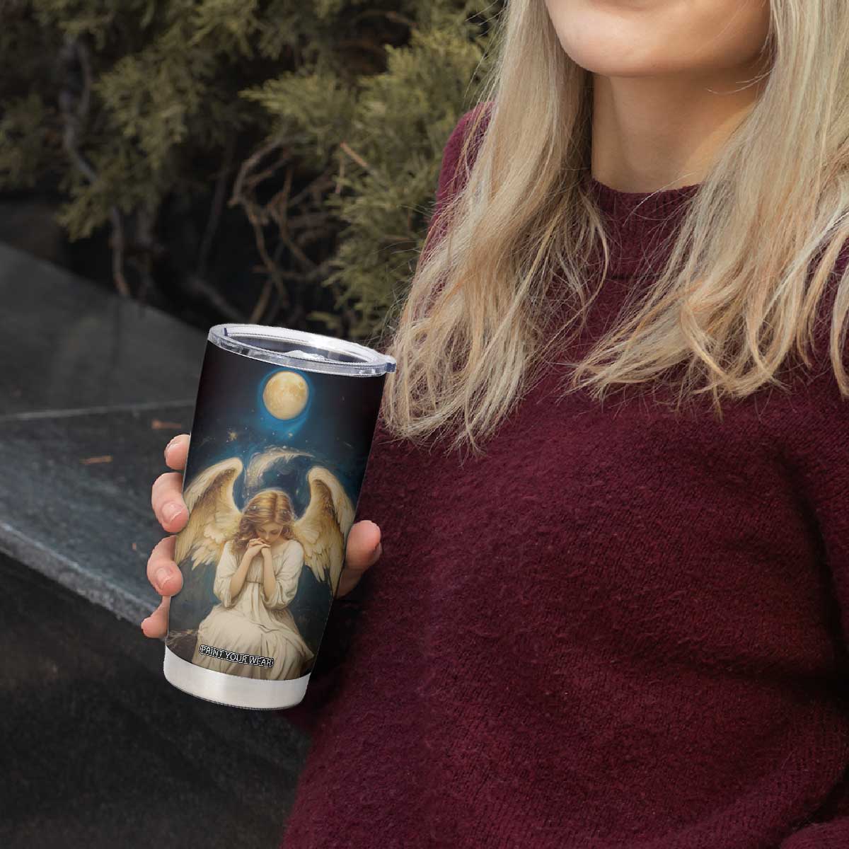 Faith Angel Star Night Tumbler Cup Personalized TS04 Print Your Wear