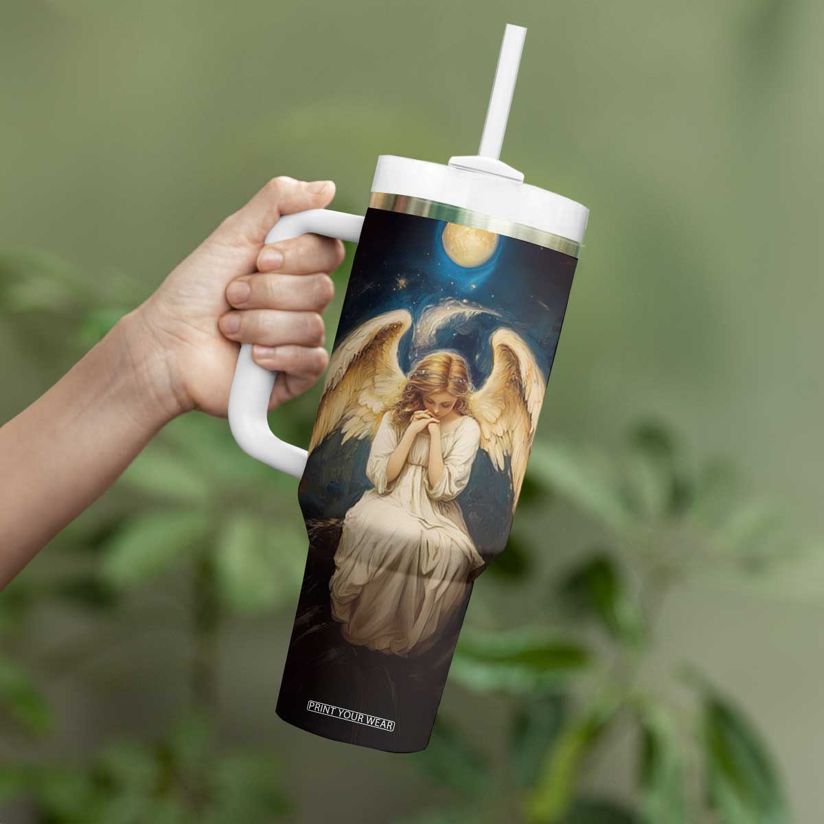 Faith Angel Star Night Tumbler With Handle Personalized TS04 Print Your Wear