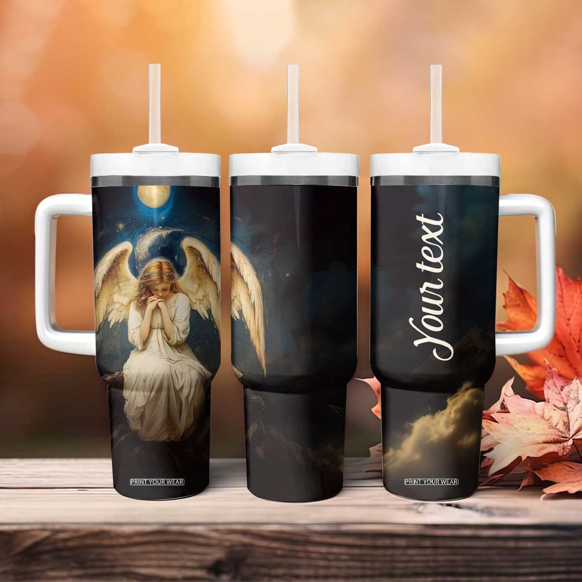 Faith Angel Star Night Tumbler With Handle Personalized TS04 Print Your Wear