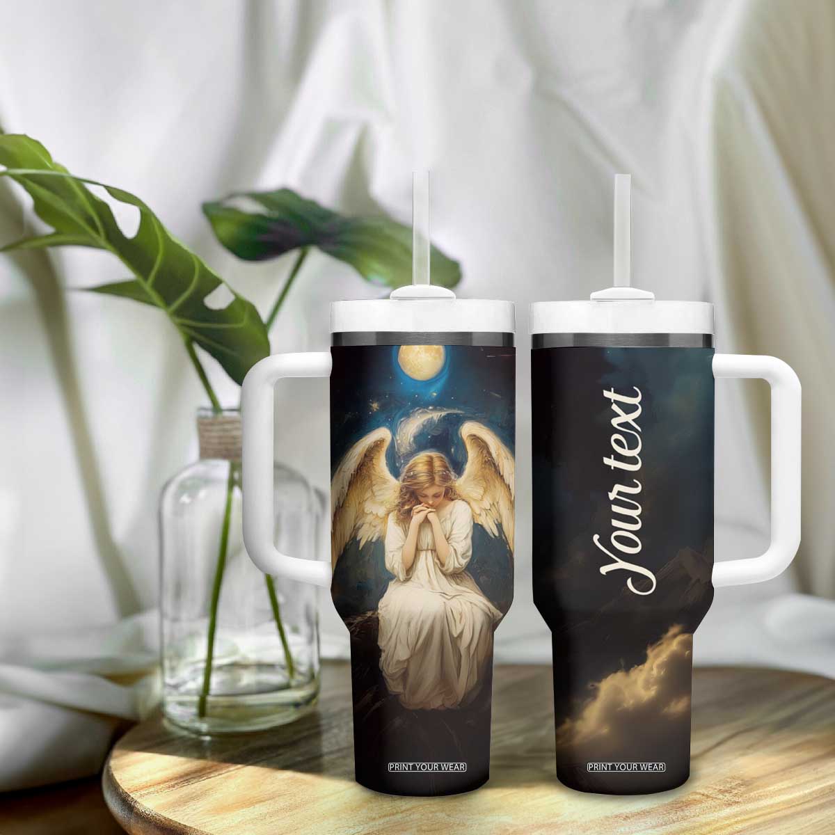 Faith Angel Star Night Tumbler With Handle Personalized TS04 Print Your Wear