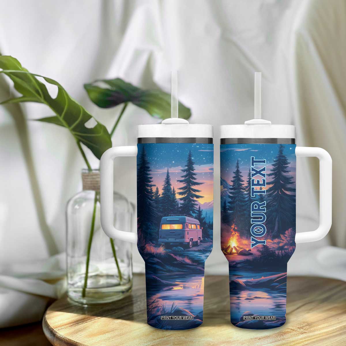 Camping RV Tumbler With Handle Personalized TS04 Print Your Wear