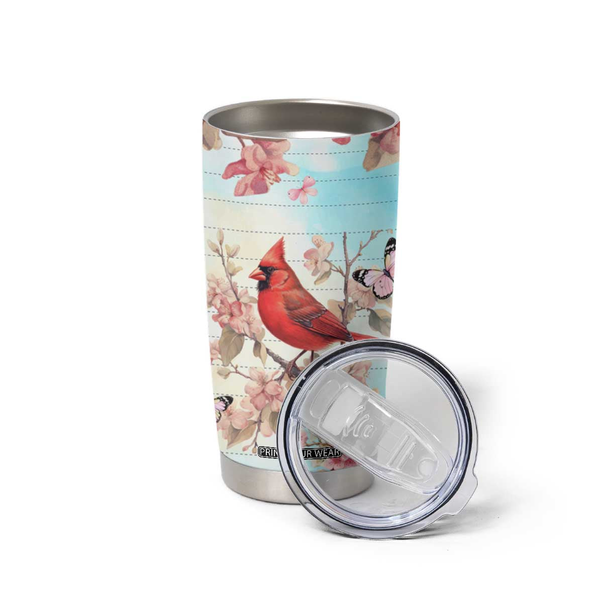 Cardinal Vintage Flower Tumbler Cup Personalized TS04 Print Your Wear