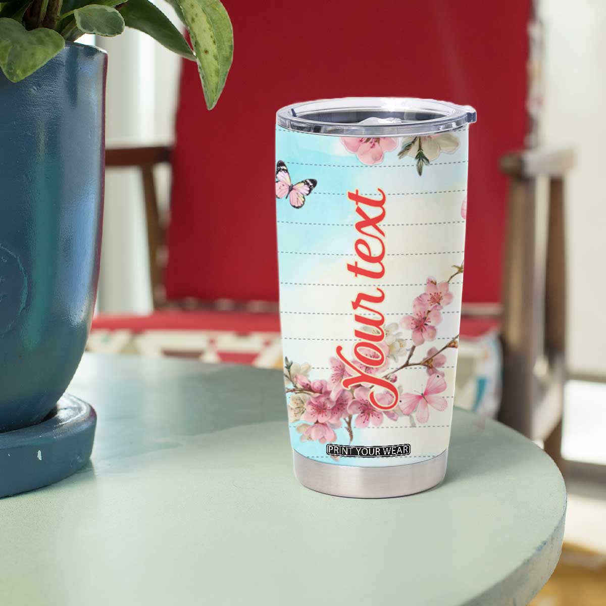 Cardinal Vintage Flower Tumbler Cup Personalized TS04 Print Your Wear