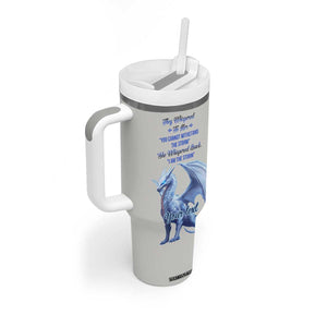 Dragon They Whispered To Her You Cannot Withstand The Storm Tumbler With Handle Personalized TS04 Print Your Wear